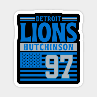 Detroit Lions Hutchinson 97 American Flag Football Magnet