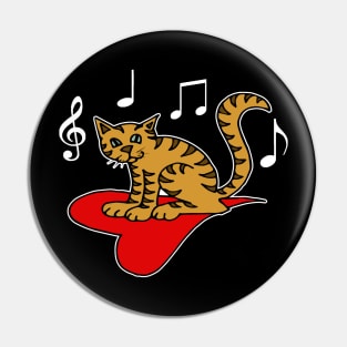 Music Lovers Funny Cat Heart Musical Notes Pin