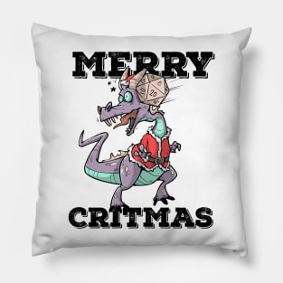 Critical Hit D20 Dice RPG Meme PnP Dragon Merry Critmas Gift Pillow