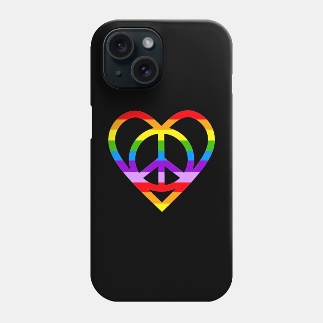 Rainbow Pride Peace Sign And Heart Phone Case by SartorisArt1