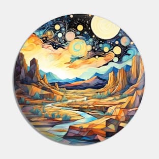 Cubist Southwestern Landscape With Swirling Sky Pin