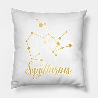 Sagittarius Zodiac Constellation in Gold Pillow