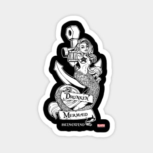 ReaperCon 2020 Drunken Mermaid Veritcal B&W T-Shirt Magnet