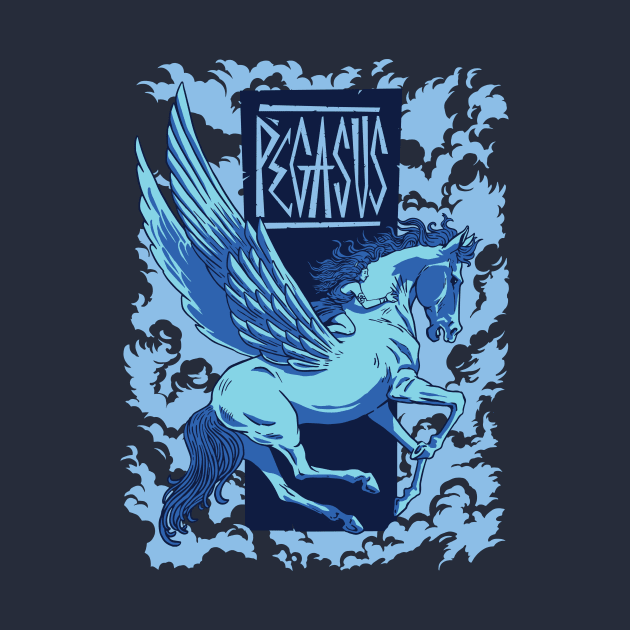 Vintage Greek Mythology Pegasus Illustration by SLAG_Creative