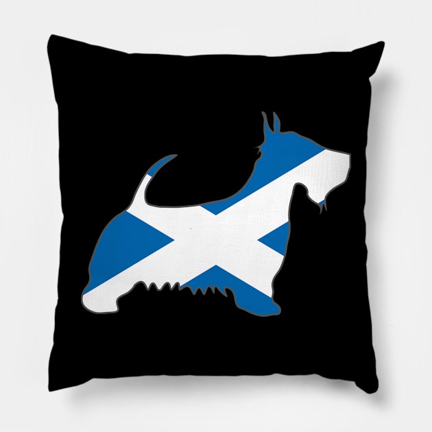 Saltire Flag Scottish Terrier Dog Silhouette Pillow by MacPean