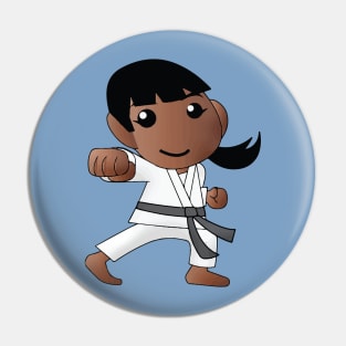 Karate Girl Punch Kawaii Cute Anime Cartoon Character Pin