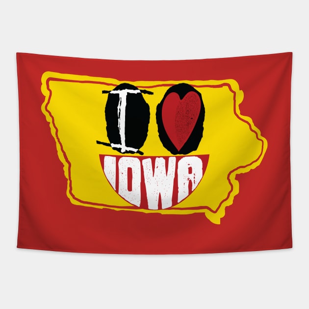 I Love Iowa Happy Face Tapestry by pelagio