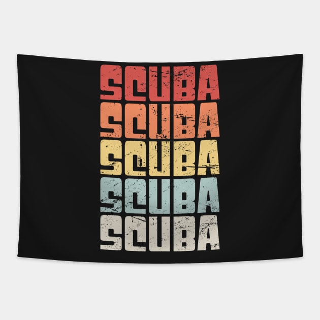 Retro 70s SCUBA Diving Text Tapestry by MeatMan