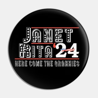 Janet and Rita Bluey Grannies 24 America For President Pin