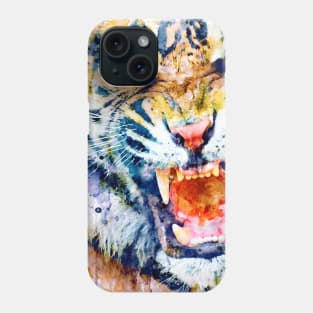 Angry Tiger Watercolor Close-up Phone Case