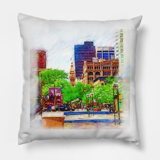 Denver Pedestrian Mall Sketched Pillow