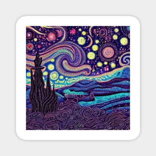 Astronomical Abstract and Starry Night Magnet