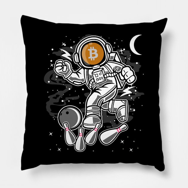 Astronaut Bowling Bitcoin BTC Coin To The Moon Crypto Token Cryptocurrency Blockchain Wallet Birthday Gift For Men Women Kids Pillow by Thingking About