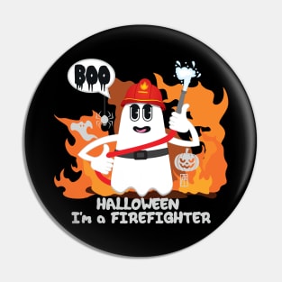 BOO Firefighter dressed as a GHOST - Funny Halloween Ghost Pin