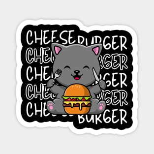 Cute cat eating Cheeseburger Magnet