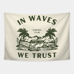 Vintage Surfing Surfer Waves Tapestry