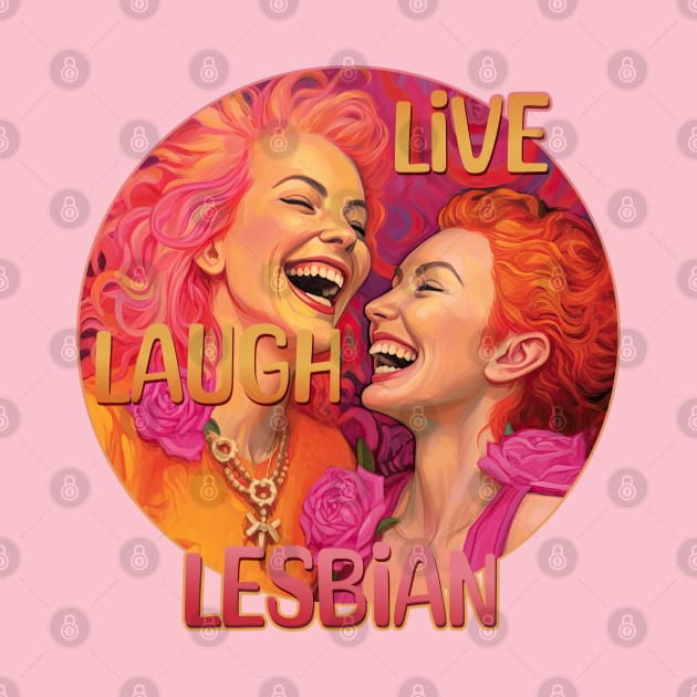 Live Laugh Lesbian Orange and Pink Design by DanielLiamGill