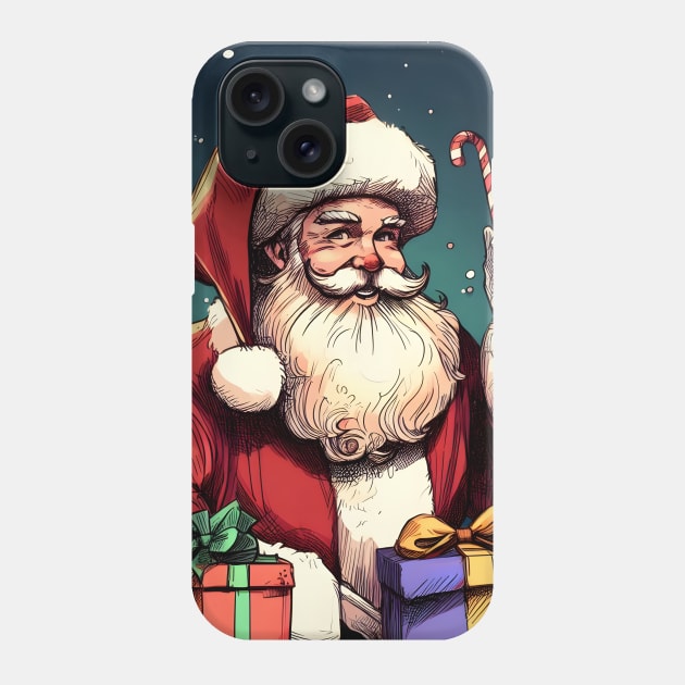 Captivating Christmas: Unleash Cheer with Unique Santa Claus Illustrations! Phone Case by insaneLEDP