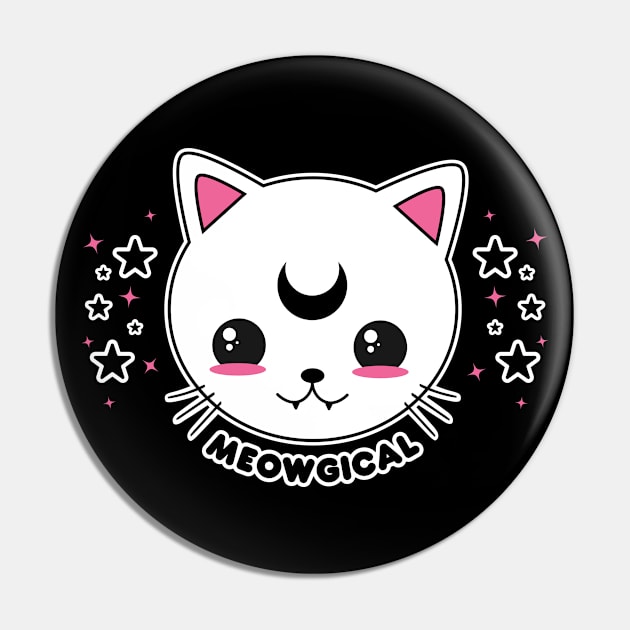 Kawaii Goth Cat Meowgical Pin by Sasyall