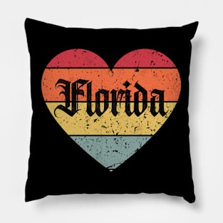 Retro Vintage Sunset Distressed Grunge Florida Pillow
