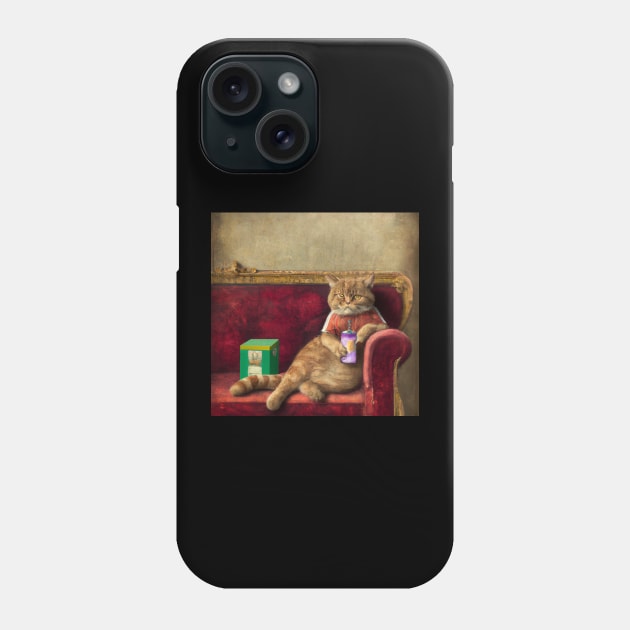 Ginger cat on a couch Phone Case by Jellyworld