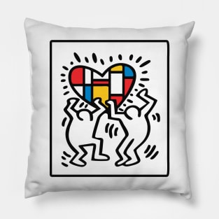 Keith lovers haring outline and Mondrian Pop Art Pillow