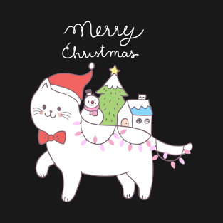 Cute Christmas Lights Cat T-Shirt