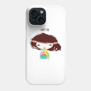 Smiley Face Girl Brown Hair Phone Case