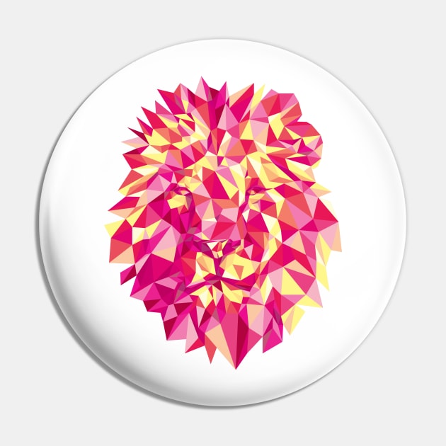 Bright Pinks Geometric Lion Pin by polliadesign