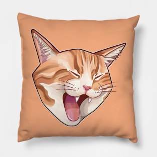Screaming (Yawning) Orange Cat Head Pillow