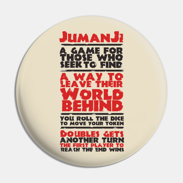Jumanji Rules Jumanji Pin Teepublic Au