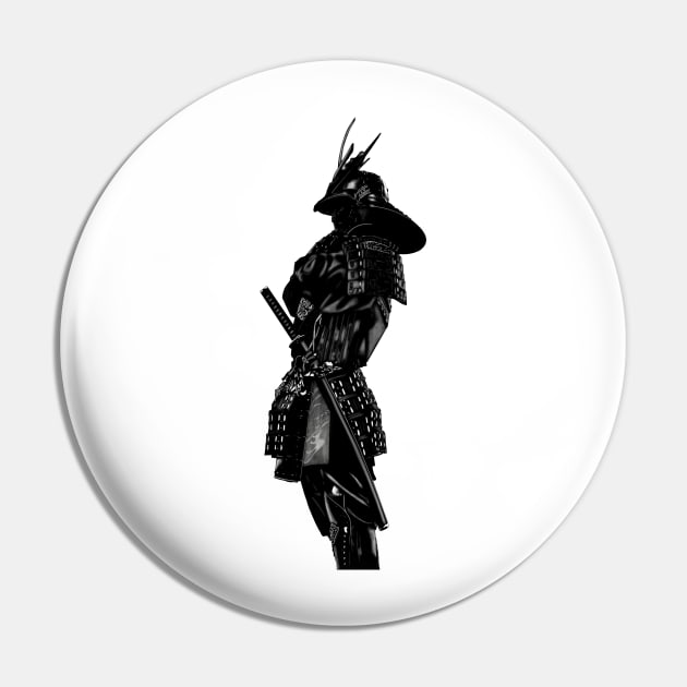 Samurai silhouette Pin by GrizzlyVisionStudio