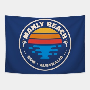 Retro Manly Beach New South Wales Australia Vintage Beach Emblem Tapestry