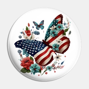 Patriotic Butterfly, 4th of July Design Pin