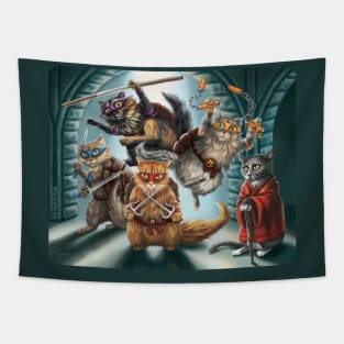 Teenage Mutant Ninja Kittens Tapestry