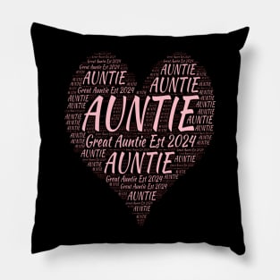 Promoted to Great Auntie Est 2024, Gift for Aunt Pillow