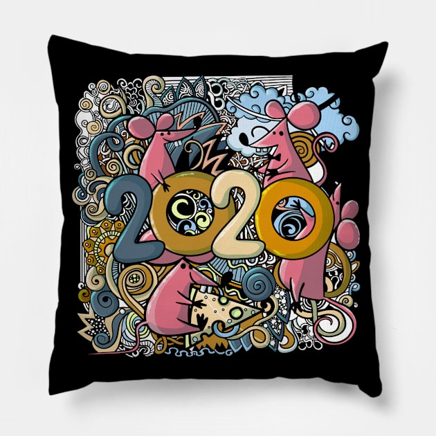 happy new year 2020 Pillow by Rosomyat