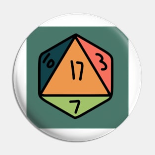 20 Sided Dice With Colored Background Pin