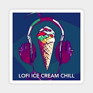Lofi Ice Cream Chill logo (blue background) Magnet