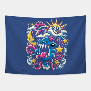 Whimsical Monster Pop Art Tapestry