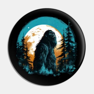 Retro Sasquatch Silhouette And Moon Bigfoot Pin