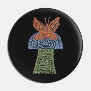 Mushroom and Butterfly Pin