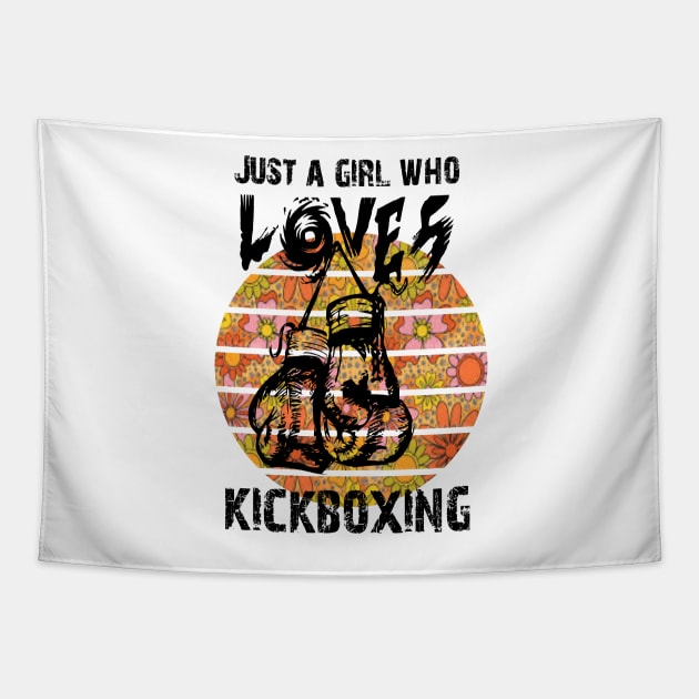 Just a girl who loves kickboxing retro design Tapestry by jaml-12