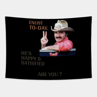 En list today he's happy and satisfied are you Tapestry