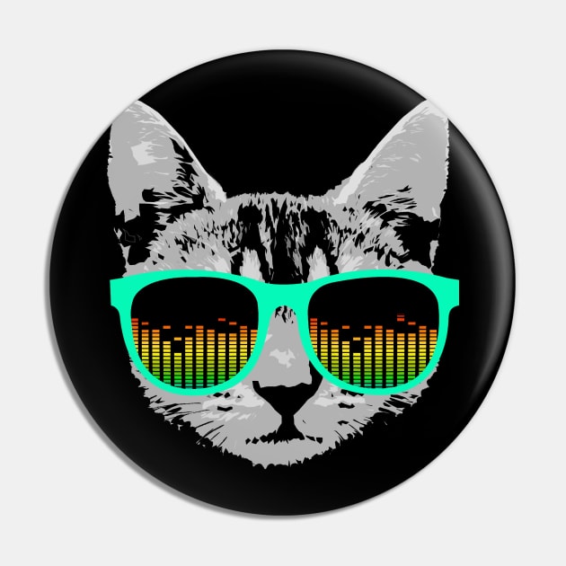 Music Cat with Glasses Pin by robotface