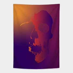 Sunset Skull on Sunset Background Tapestry