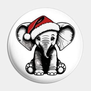 Christmas Elephant with Santa Hat Pin