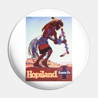 HOPILAND Native Buffalo Dancer Santa Fe Railway Vintage Travel Pin