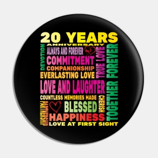 20 Years Anniversary of Love Happy Marriage Couple Lovers Pin