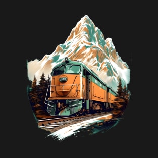 I like trains, Train Engine in the mountains T-Shirt